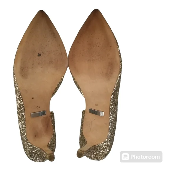 Badgley Mischka Daisy II Heels Gold Glitter Sz 10 - Picture 8 of 15